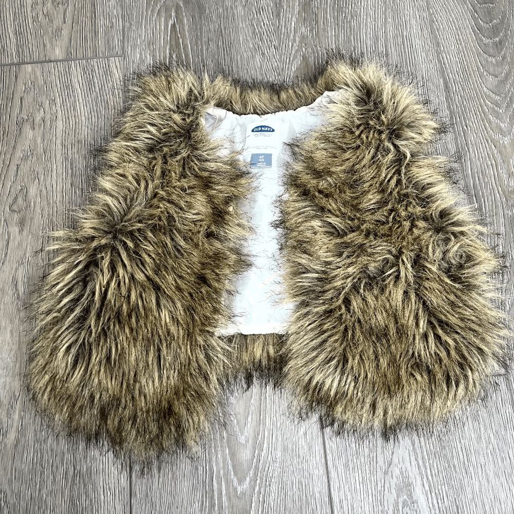 Old Navy Fur Brown Vest Size 4T Girls
